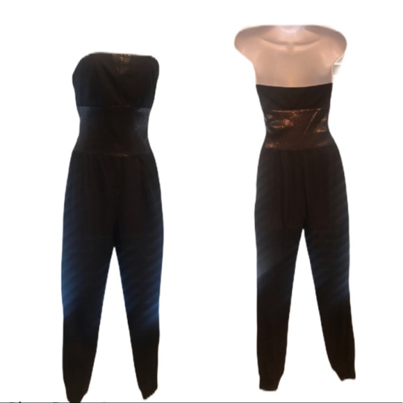 bebe Pants - Bebe black strapless  genie sequin romper playsuit